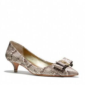 NEW Coach Mandy Kitten Heel Snakeskin Embossed Leather Pumps SIZE 8